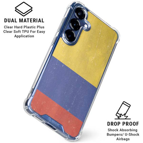 Colombia Flag Distressed Galaxy S25 Clear Case